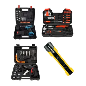 Electric Screwdriver, Handy Solutions Tools & Ultra Bright Flashlight